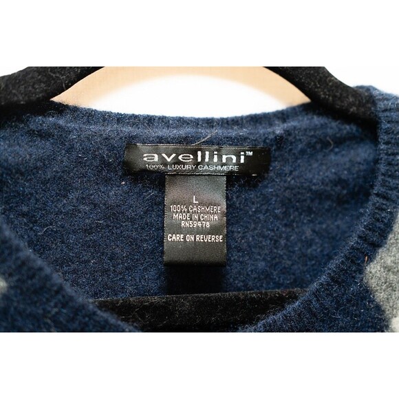 Avellini 100% Cashmere men's blue argyle sweater L eclectic grandpa preppy bloke - Picture 2 of 6